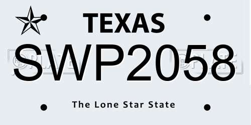 SWP2058 Texas License Plate
