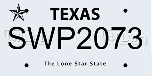 SWP2073 Texas License Plate