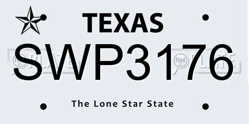 SWP3176 Texas License Plate