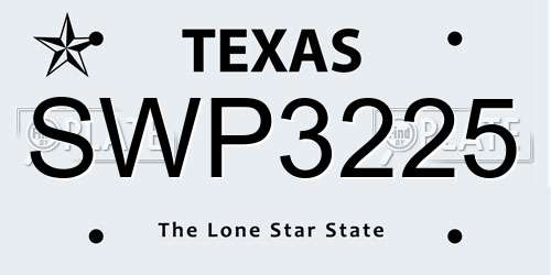 SWP3225 Texas License Plate
