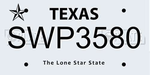 SWP3580 Texas License Plate