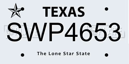 SWP4653 Texas License Plate