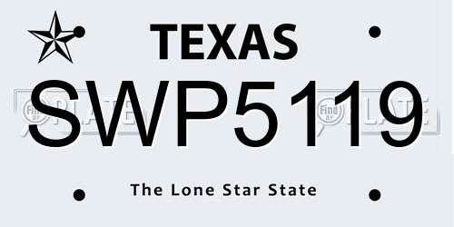 SWP5119 Texas License Plate
