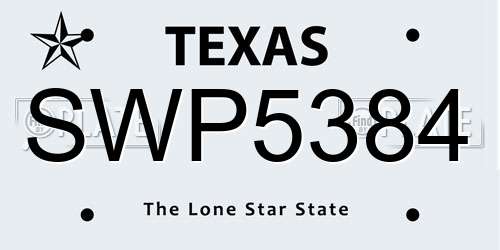 SWP5384 Texas License Plate