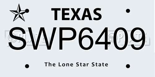 SWP6409 Texas License Plate