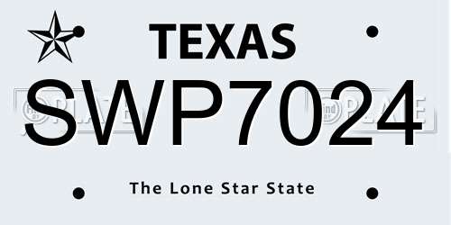 SWP7024 Texas License Plate