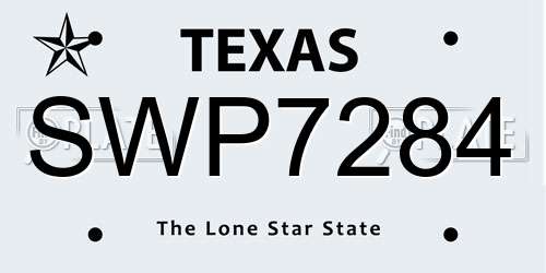 SWP7284 Texas License Plate