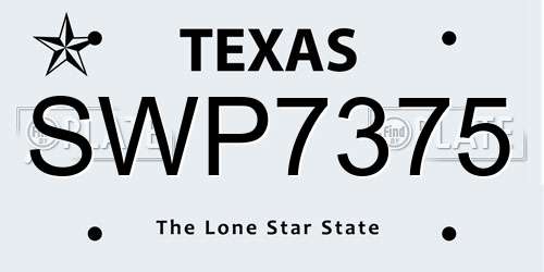 SWP7375 Texas License Plate