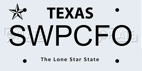 SWPCFO Texas License Plate