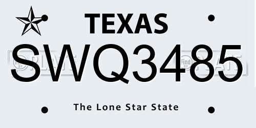 SWQ3485 Texas License Plate