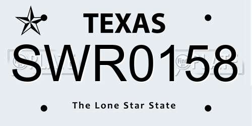 SWR0158 Texas License Plate