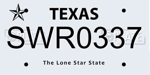 SWR0337 Texas License Plate