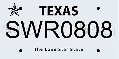 SWR0808 Texas License Plate