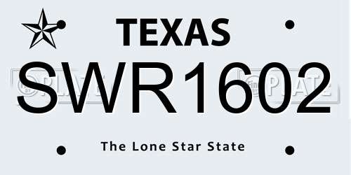 SWR1602 Texas License Plate