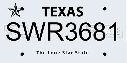 SWR3681 Texas License Plate