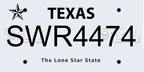 SWR4474 Texas License Plate