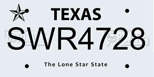 SWR4728 Texas License Plate