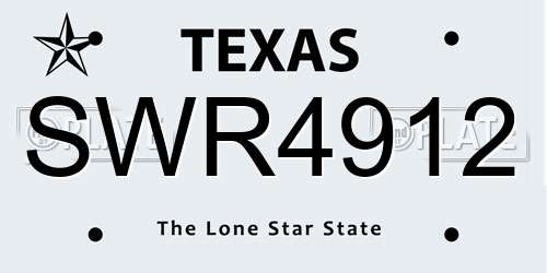 SWR4912 Texas License Plate