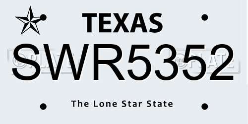 SWR5352 Texas License Plate