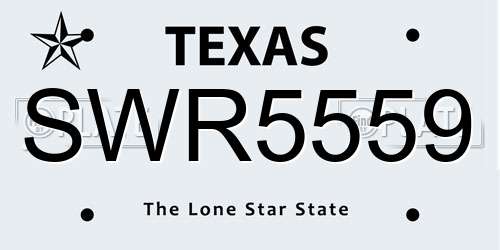 SWR5559 Texas License Plate