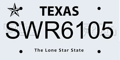 SWR6105 Texas License Plate