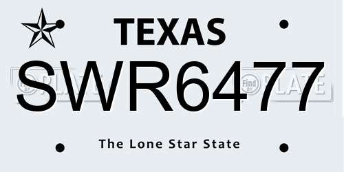 SWR6477 Texas License Plate