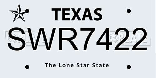 SWR7422 Texas License Plate