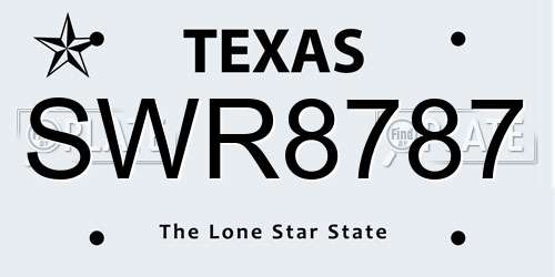 SWR8787 Texas License Plate