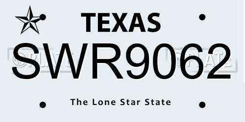 SWR9062 Texas License Plate