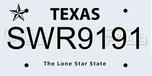 SWR9191 Texas License Plate