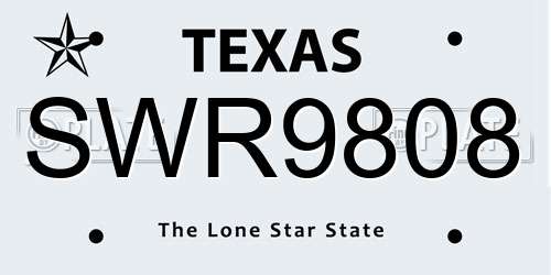 SWR9808 Texas License Plate