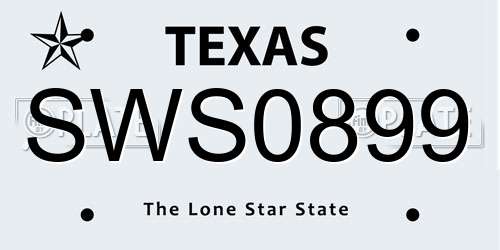 SWS0899 Texas License Plate