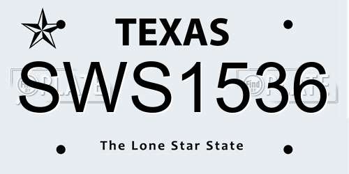 SWS1536 Texas License Plate