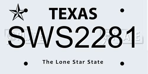 SWS2281 Texas License Plate