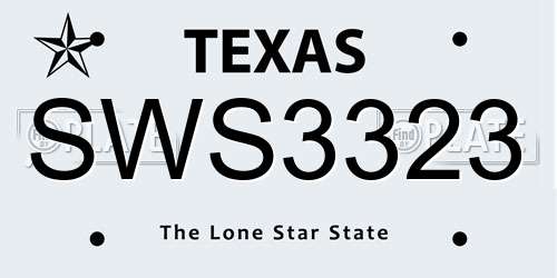SWS3323 Texas License Plate