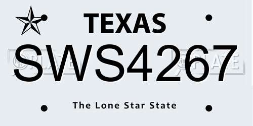 SWS4267 Texas License Plate