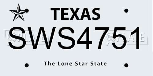 SWS4751 Texas License Plate
