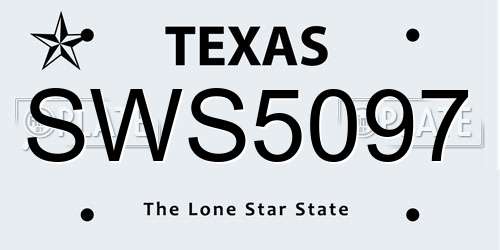 SWS5097 Texas License Plate