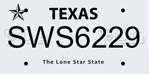 SWS6229 Texas License Plate