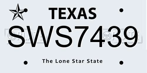 SWS7439 Texas License Plate