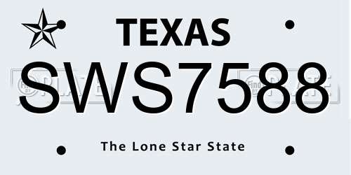 SWS7588 Texas License Plate