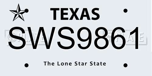 SWS9861 Texas License Plate