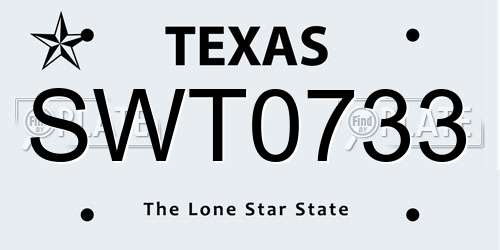 SWT0733 Texas License Plate