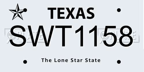 SWT1158 Texas License Plate