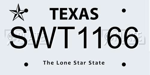 SWT1166 Texas License Plate