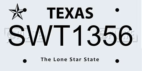SWT1356 Texas License Plate