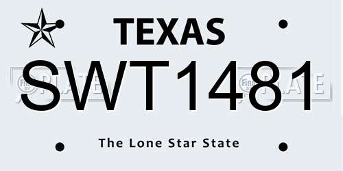 SWT1481 Texas License Plate