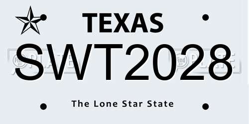 SWT2028 Texas License Plate