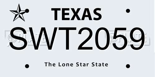 SWT2059 Texas License Plate
