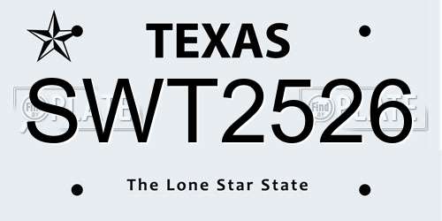 SWT2526 Texas License Plate
